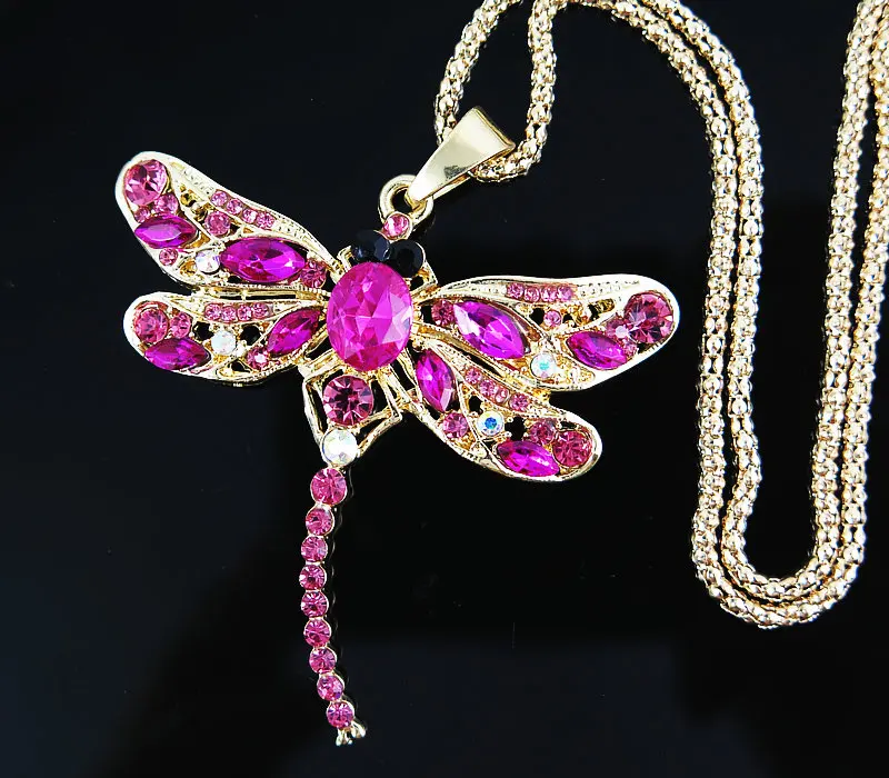 TianBo ожерелье с кристаллами Стрекоза для женщин воротник булавки Подвеска