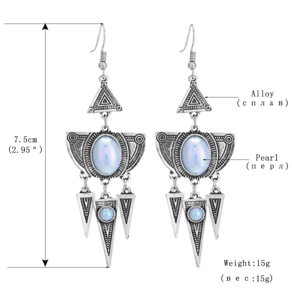 MESTILO Boho Винтаж Щепка жемчужной Овальный Треугольники Jhumka кисточкой серьги для