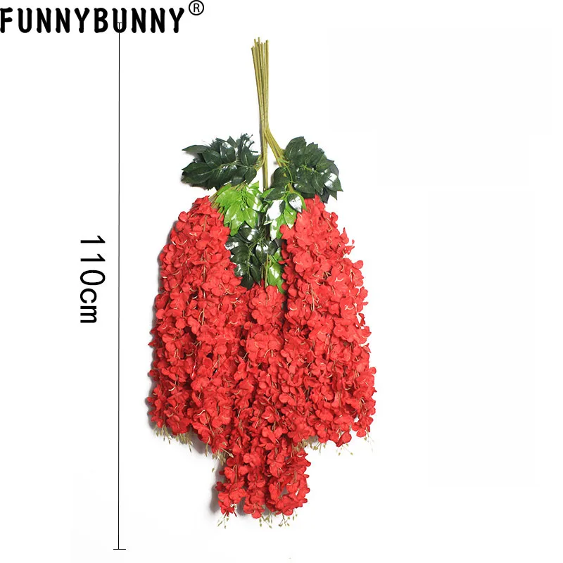 FUNNYBUNNY искусственная Глициния лоза ротанга Висячие Гирлянда цветков глицинии