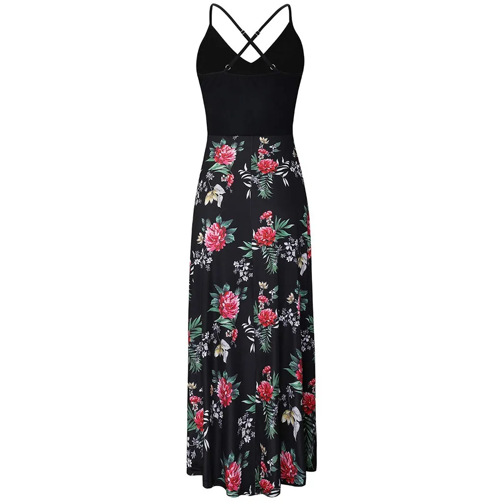 Red Vestidos Verano, женское летнее сексуальное длинное платье на бретельках с открытыми плечами и открытой спиной, пляжный сарафан, женские летние платья - Цвет: Red