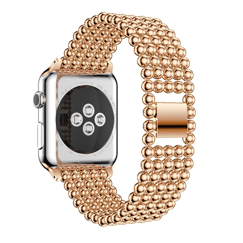 Ремешок для часов Apple Watch 42 мм 38 мм ремешок золото новые роскошные бусы из нержавеющей стали для Iwatch 1 2 3 серии ремешок стальной браслет ремень
