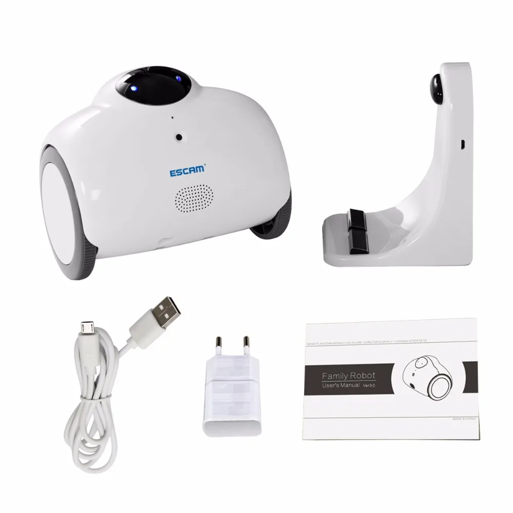 ESCAM робот умный WiFi Крытая ip-камера 1MP Двусторонняя беседа RC камера наблюдения