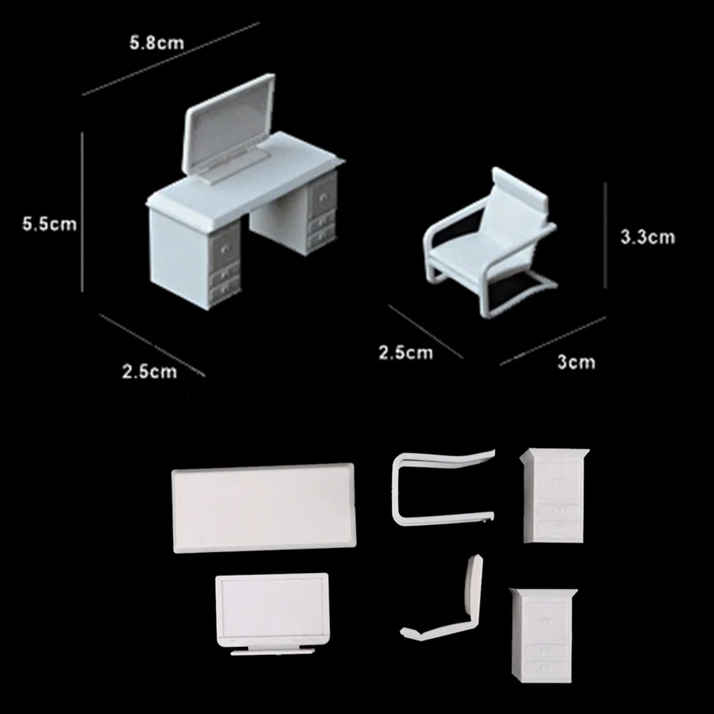 

New Doll house Miniature Furniture Desk+Laptop+Chair Model landscape Sand Model Toy for Doll house decor