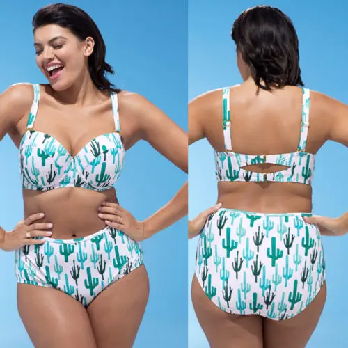 Женский раздельный купальник с чашками пуш-ап завышенной талией | Спорт и