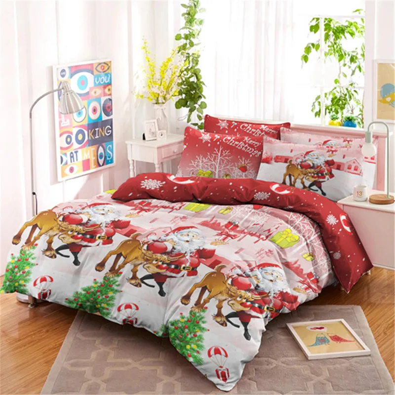 Лидер продаж 3D Merry Рождество постельное белье с Pillowcas мультфильм кровать набор