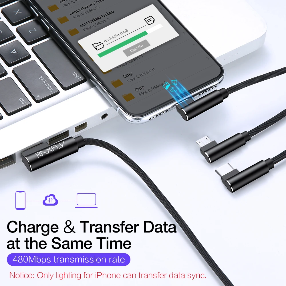 USB-кабель RAXFLY 3 в 1 8-контактный кабель Micro USB Type C для Xiaomi Redmi Note 7 usb-кабель с