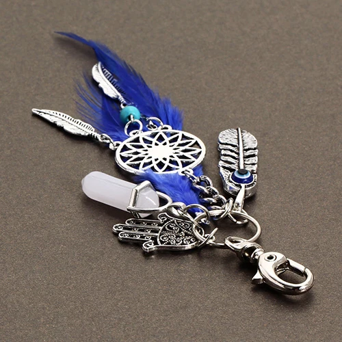 Брелок для ключей в стиле бохо Ловец снов опал камень кисточки перья кулон пальма