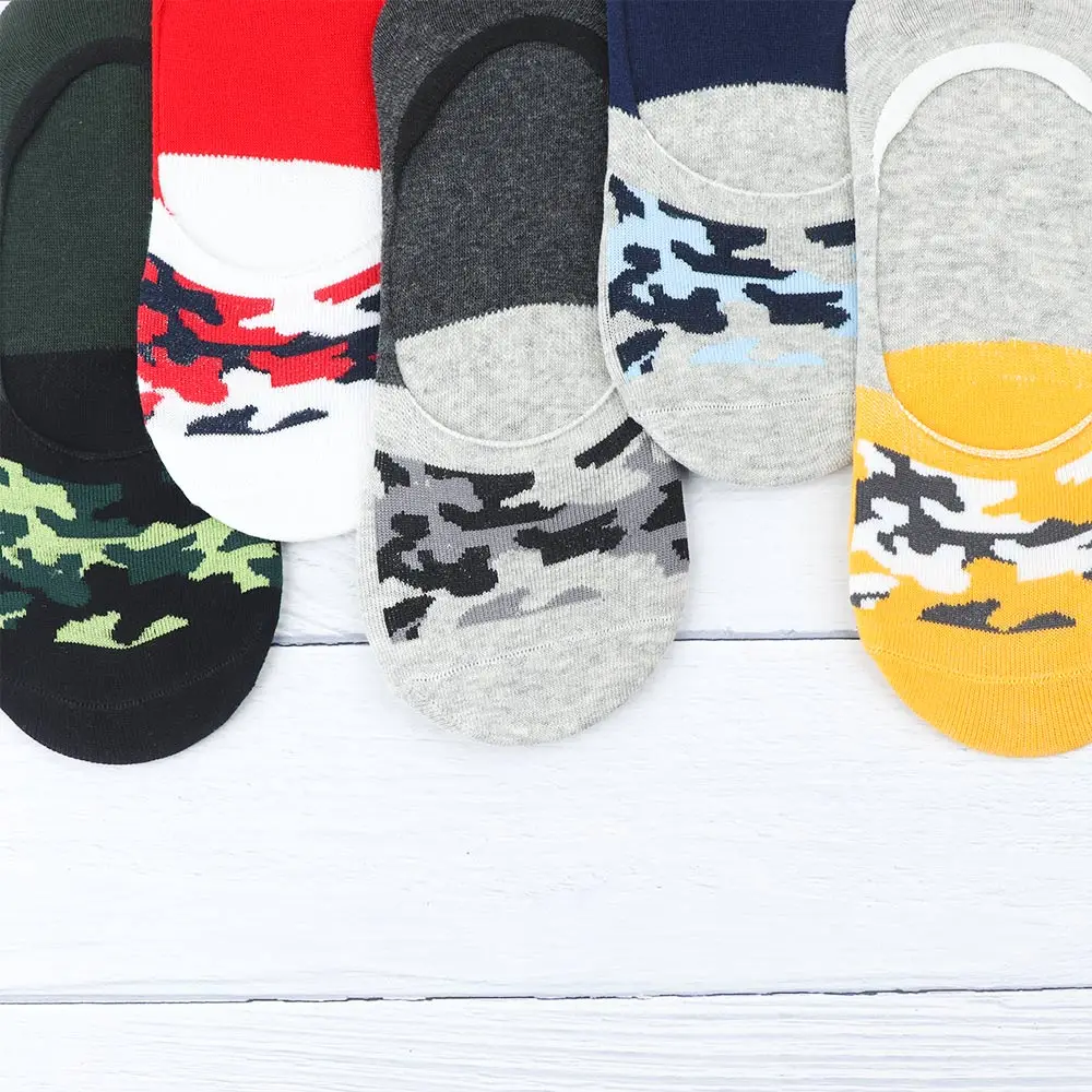 Мужские хлопковые носки лодочки модные камуфляжные короткие супер невидимые