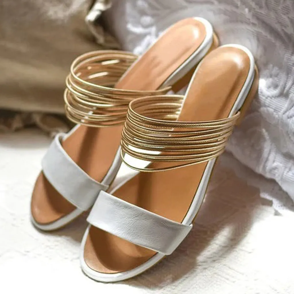 Шлепанцы на плоской подошве Женские летние пляжные сандалии с открытым носком