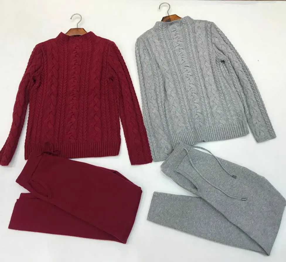 Кашемировый + шерстяной вязаный теплый комплект вельветовый свитер кашемировые