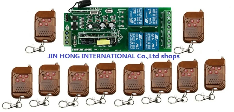 

85V~260V 4CH 11pcc/lot RF Wireless Remote Control Relay Switch Security System Garage Door Gate Electric Doors & Mahogany color