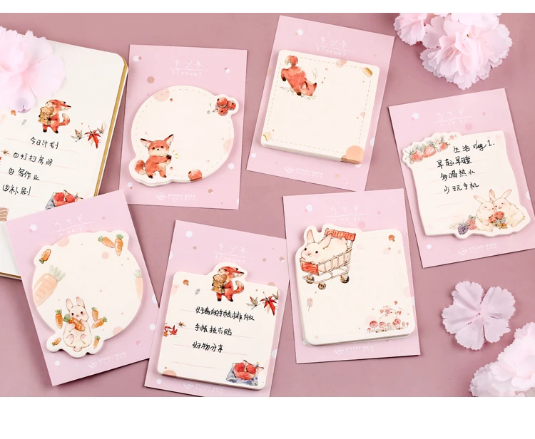 Mr paper, 30 шт./лот, 6 видов конструкций, Kawaii, Мультяшные животные, кролик, лиса, блокнот для заметок, блокнот, дневник, самоклеющиеся заметки, блокнот s