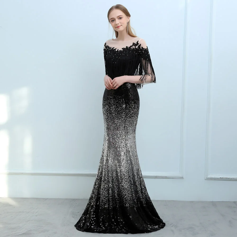 Элегантное Вечернее Платье vestido de festa 2018 длинное черное платье длина до пола три