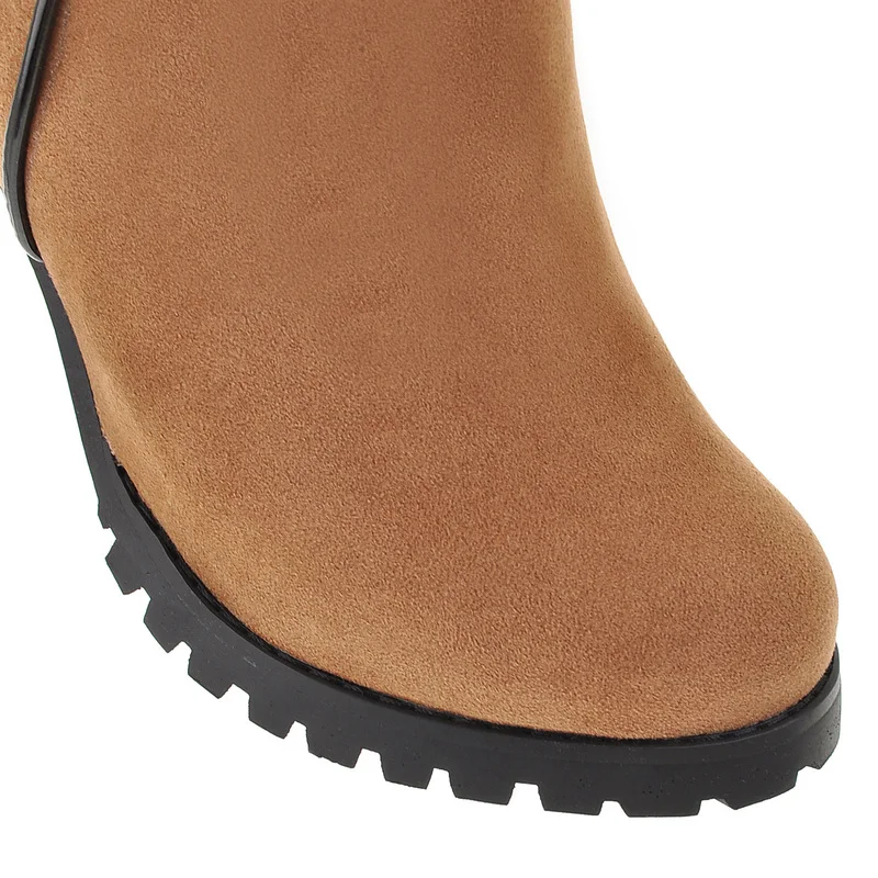 Мода Тонкий Женщины Колено Высокие Сапоги Случайные Замши толстые Каблуки обувь