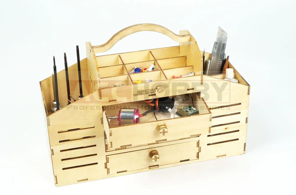 DIY деревянный ящик для инструментов Строительный набор идеально подходит для инструментов нож, файл, булавка, клей, наждачная бумага, зажим, карандаш, линейка и транспортир