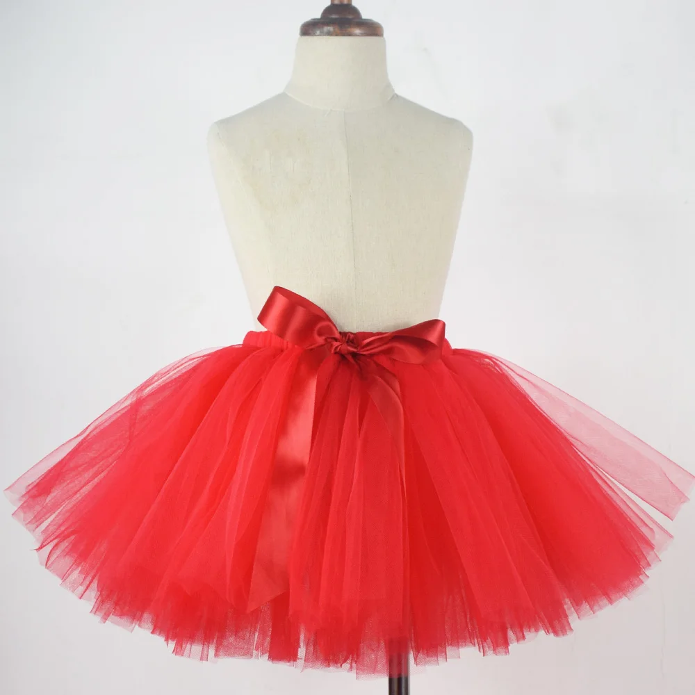 

Red Fluffy Tutu Skirt for Girls-Fits Newborn to Young Girl-Nylon Tulle Classic Tutus-Baby Girls Birthday Party Skirt-Photo Props