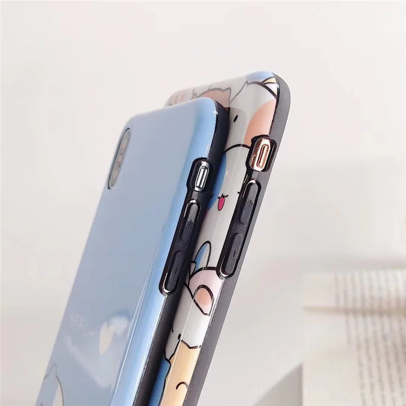 LANCHE Soft Silicone Coque Phone Case For iPhone 7 X XR XS Max Cute Cat Cartoon Cover Funda 6 6s 8 Plus |
