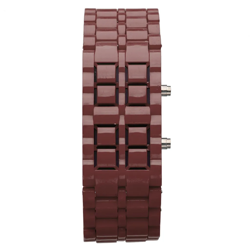 Модные электронные часы браслет из нержавеющей стали для мужчин и женщин лава