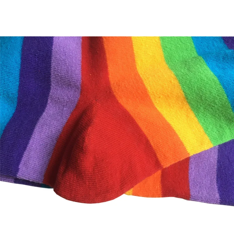 

Rainbow stockings Sexy knee high socks Cotton leg warmers striped 2019 new stripes woman Colorful knitted stockings Thigh socks