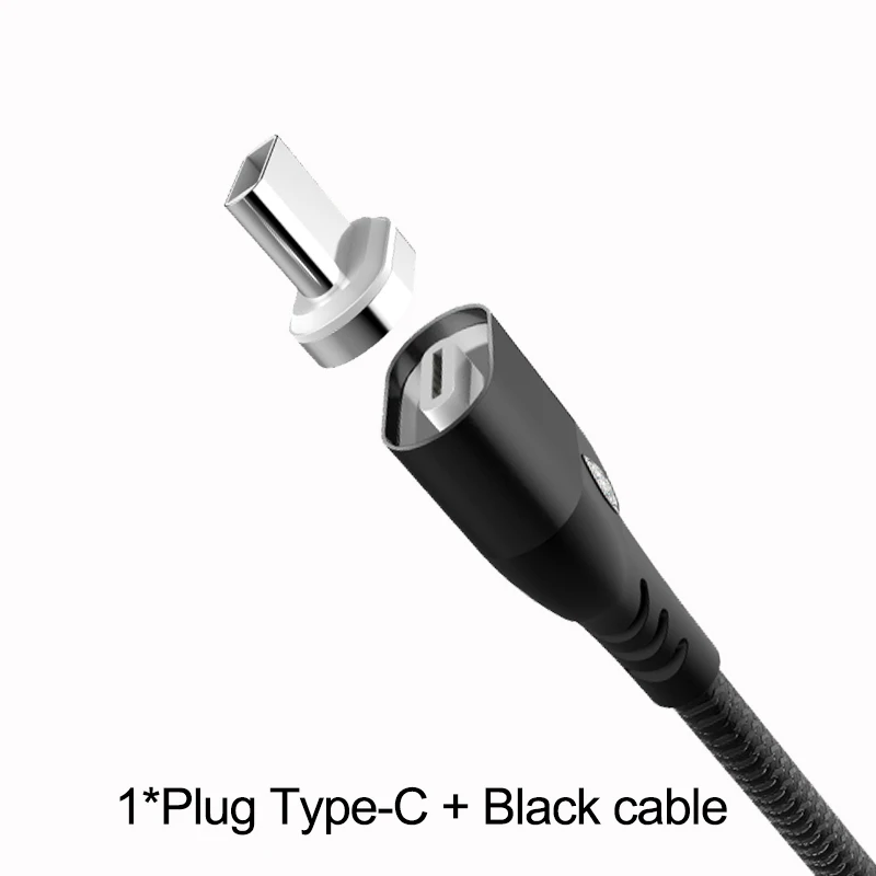 Black For Type C IONCT 3A Быстрая зарядка Магнитный кабель для передачи данных для iPhone samsung Android Шнур кабель провода телефонной магнитное зарядное устройство Тип C Micro USB кабель для передачи данных - Цвет: Black For Type C