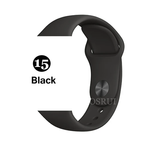15-Black Ремешок для apple watch correa 42 мм 38 мм iwatch серия 44 мм 40 мм 5 4 3 спортивный силиконовый браслет аксессуары для apple watch - Цвет ремешка: 15-Black