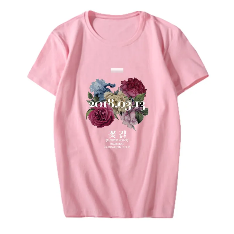 KPOP Корейская мода BIGBANG новый альбом цветок дорога GD G-Dragon T.O.P хлопковая Футболка