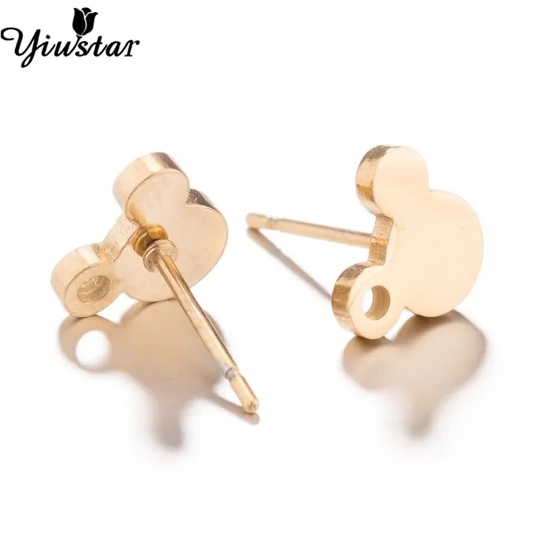056 Yiustar мини животные Микки серьги для женщин девочек ювелирные изделия на день рождения маленькие милые серьги из нержавеющей стали детские аксессуары - Окраска металла: 056