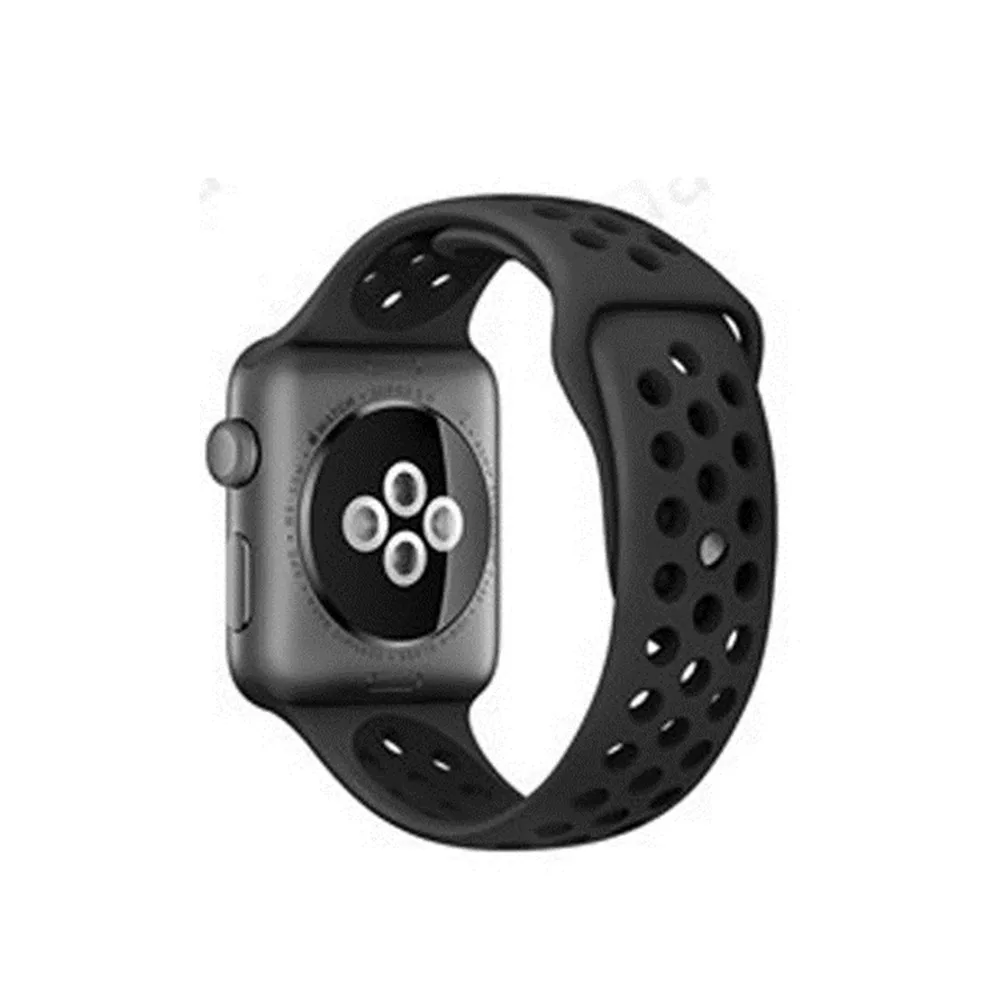 Black-black Силиконовый ремешок для Apple Watch band 38 мм 42 мм 40 мм 44 мм сменный ремешок для часов для i Watch Band Series 5 4 3 2 1 - Цвет: Black-black