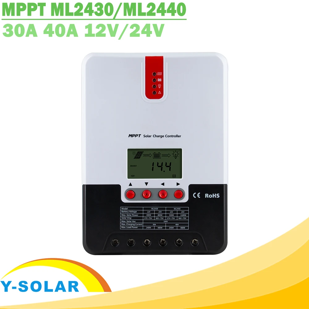 MPPT 30A 40A Solar Charge Controller 12V 24V Auto LCD Display Solar Charger Lithium Lead Acid Gel AGM for Max 100V Solar Panel