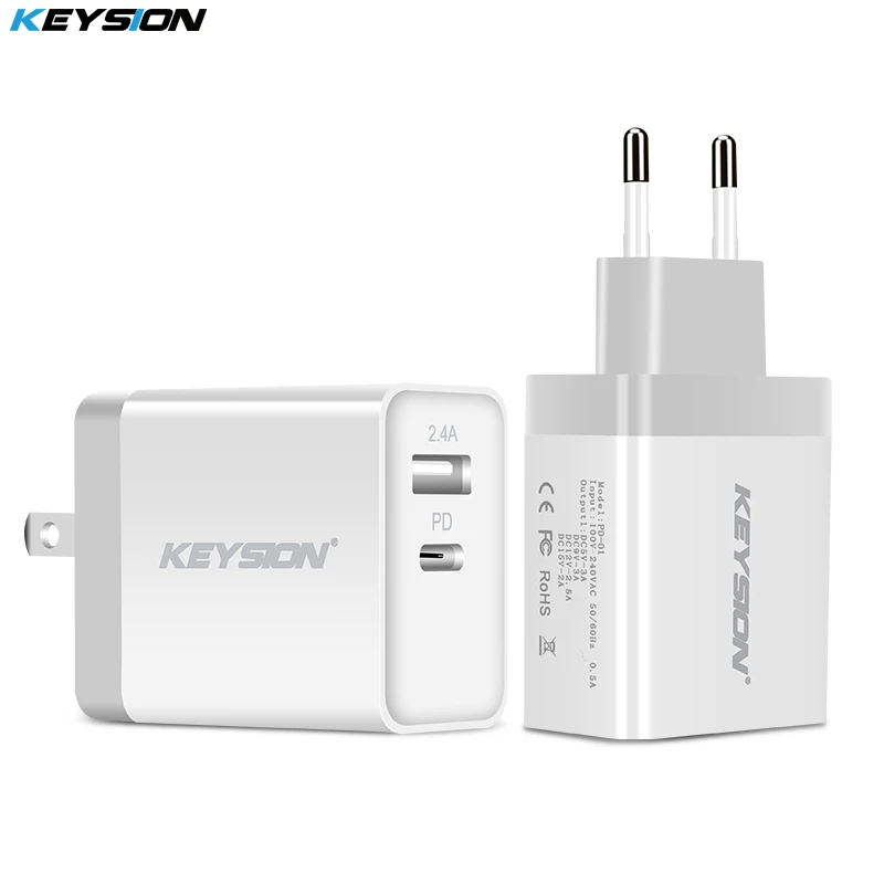 Keysion 30 Вт USB PD Зарядное устройство быстро Тип c Мощность 2 Порты Путешествия стены
