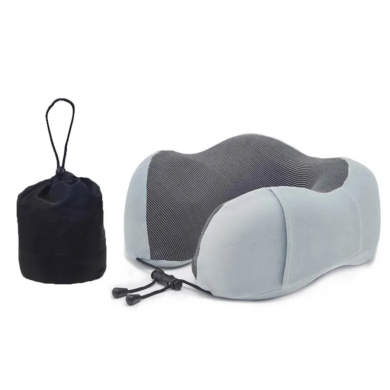 grey with bag Пены памяти Медленный отскок массаж u-образный подушка для самолета путешествия подголовник автомобиля головы шеи подушки - Цвет: grey with bag