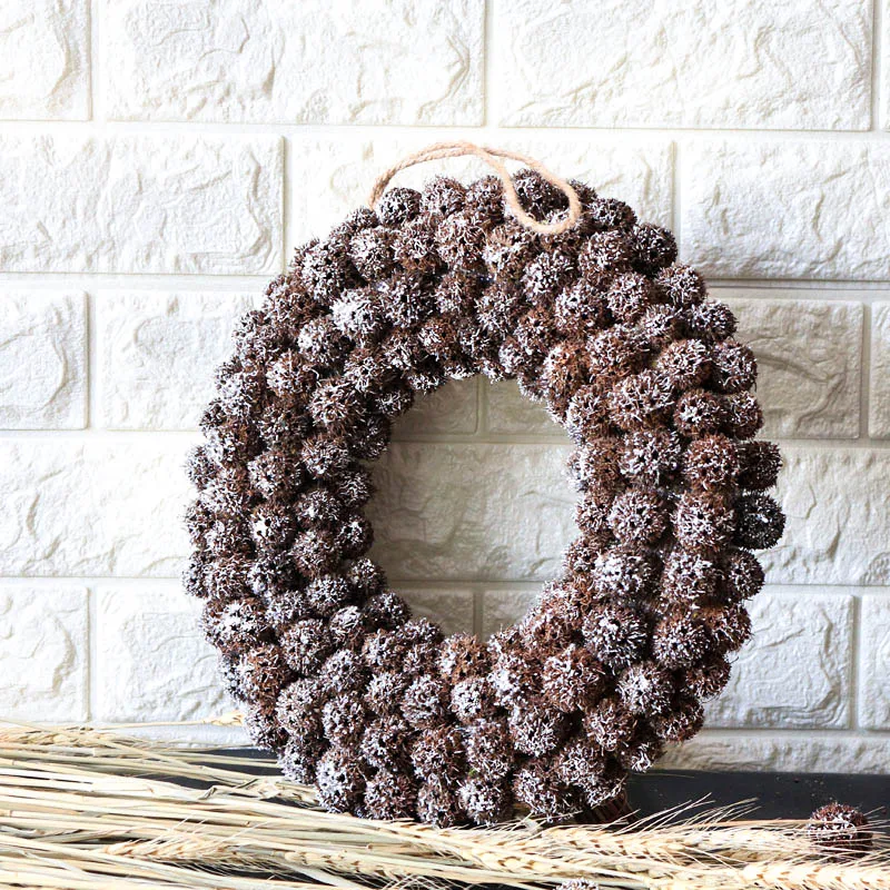 Navidad 2018 натуральный Рождественский венок ручной работы венки дверные снежные