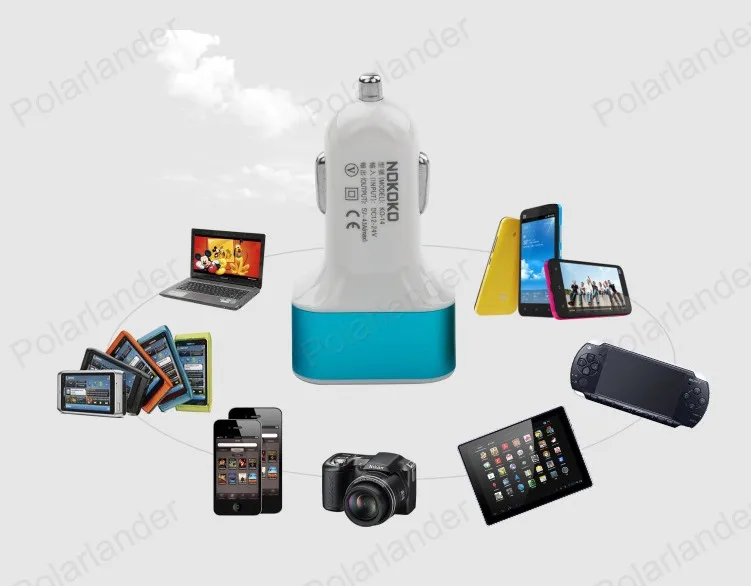 Автомобильное зарядное устройство с тремя USB квадратными портами высокой