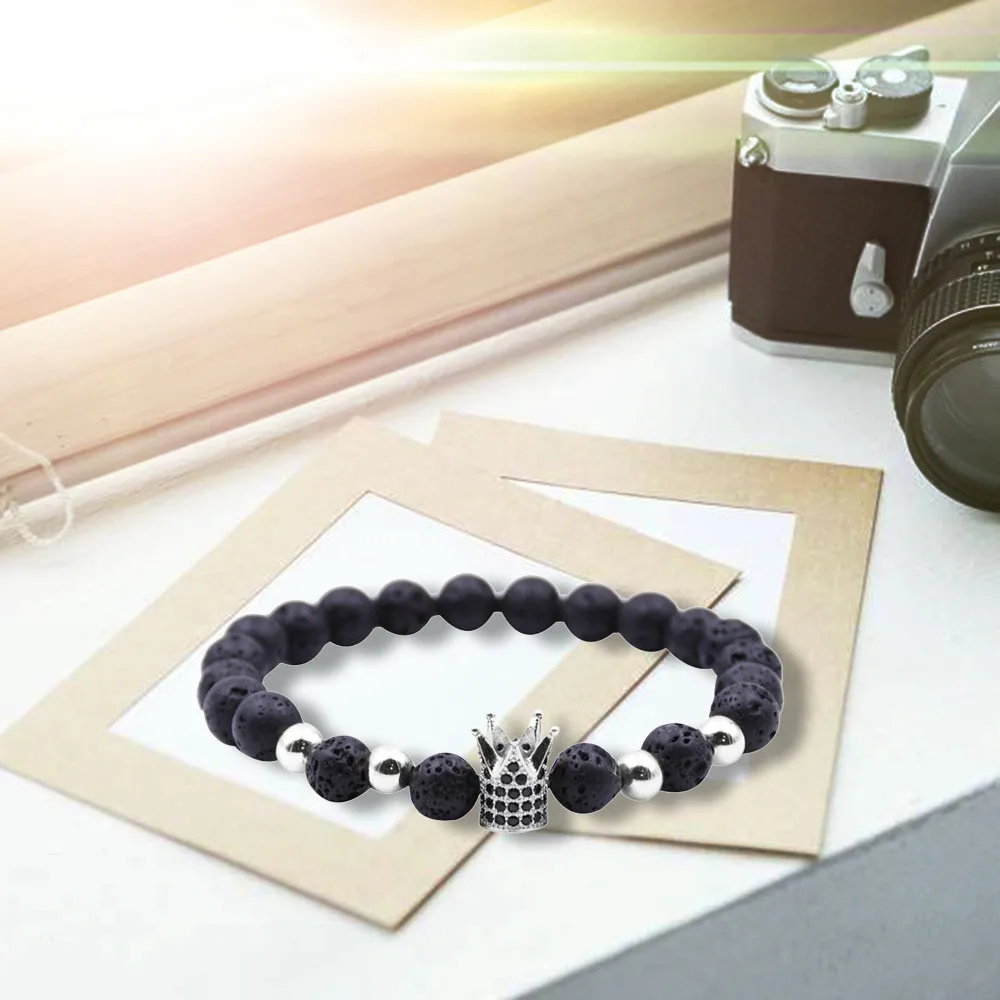 2018 мужской модный магнитный браслет с бусинами белый натуральный камень Корона