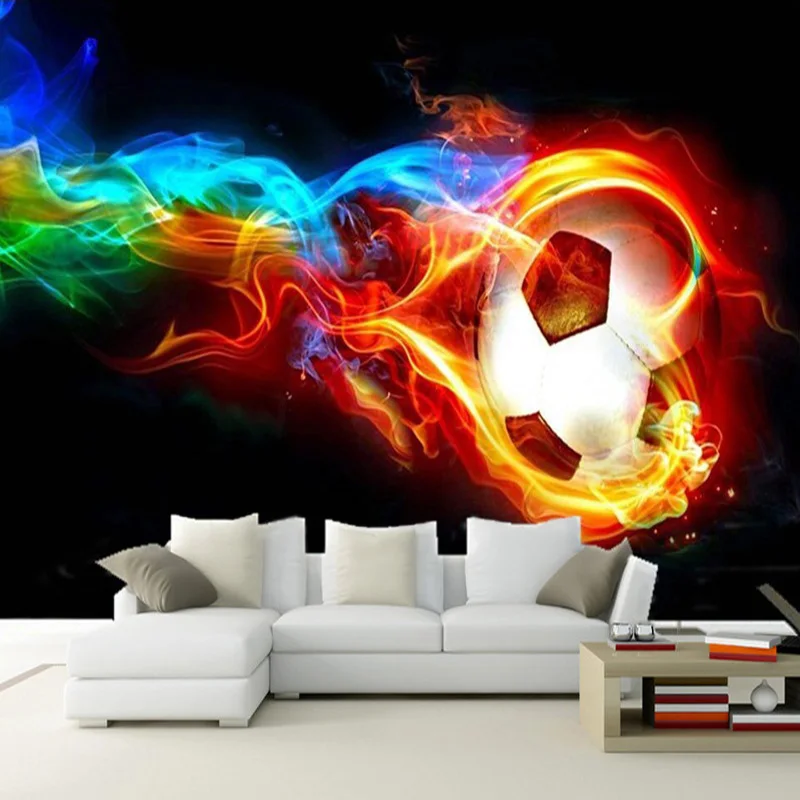 

Custom 3D Wall Mural Wallpaper Modern Abstract Art Color Stripes Flame Football Designs Living Room Bedroom Decor Wall Papers