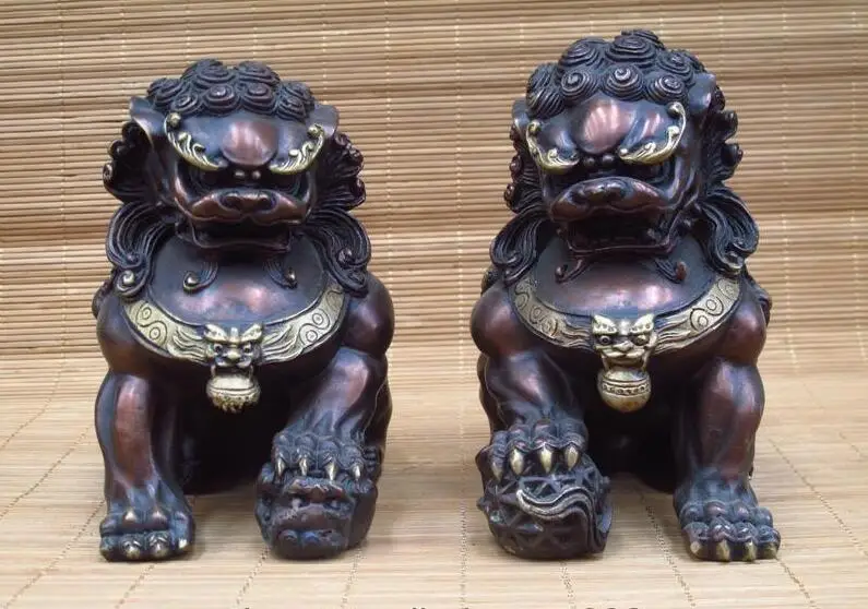 Китай (материк) Королевский Feng Shui чистая красная бронза зла охранник двери Фу