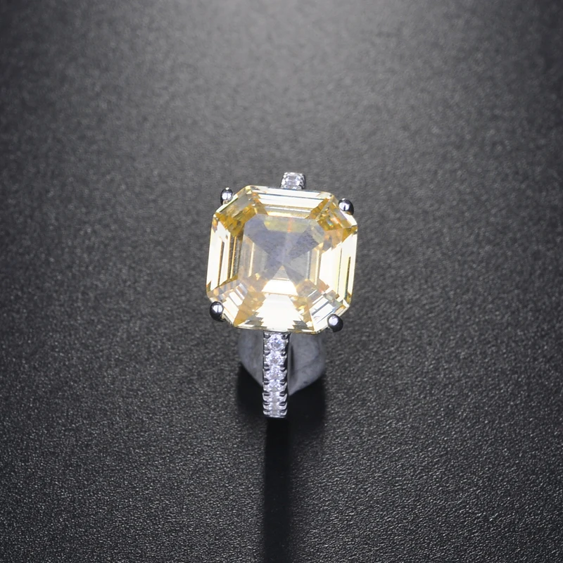 HIBRIDE Новые сверкающие кольца в квадратной форме желтого цвета с кубическим