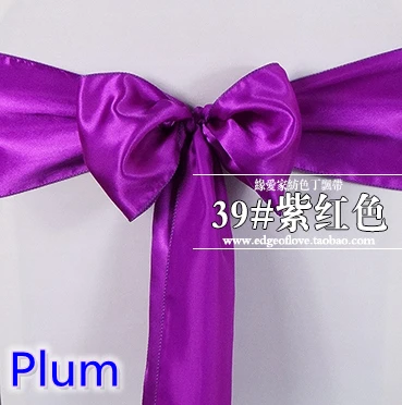 Атласная повязка на стул цвета сливы свадебное украшение бант для стула