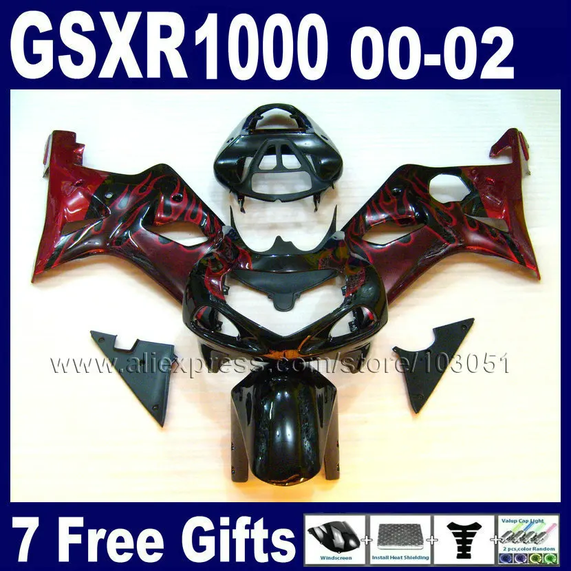 7 подарков комплект обтекателей для Мотоцикла SUZUKI GSXR1000 GSXR 1000 00 01 02 2002 GSX R1000 2000 2001 K2