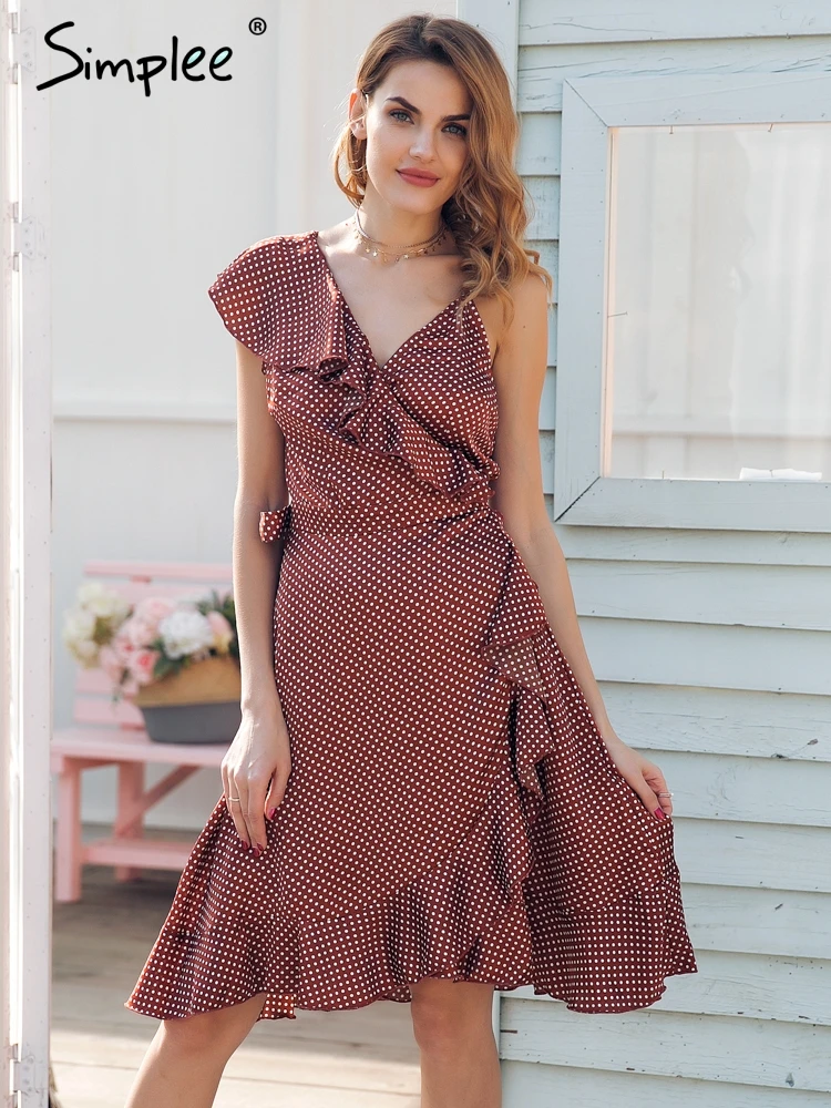 Simplee ремень гофрированное атласное летнее платье женское 2018 весеннее