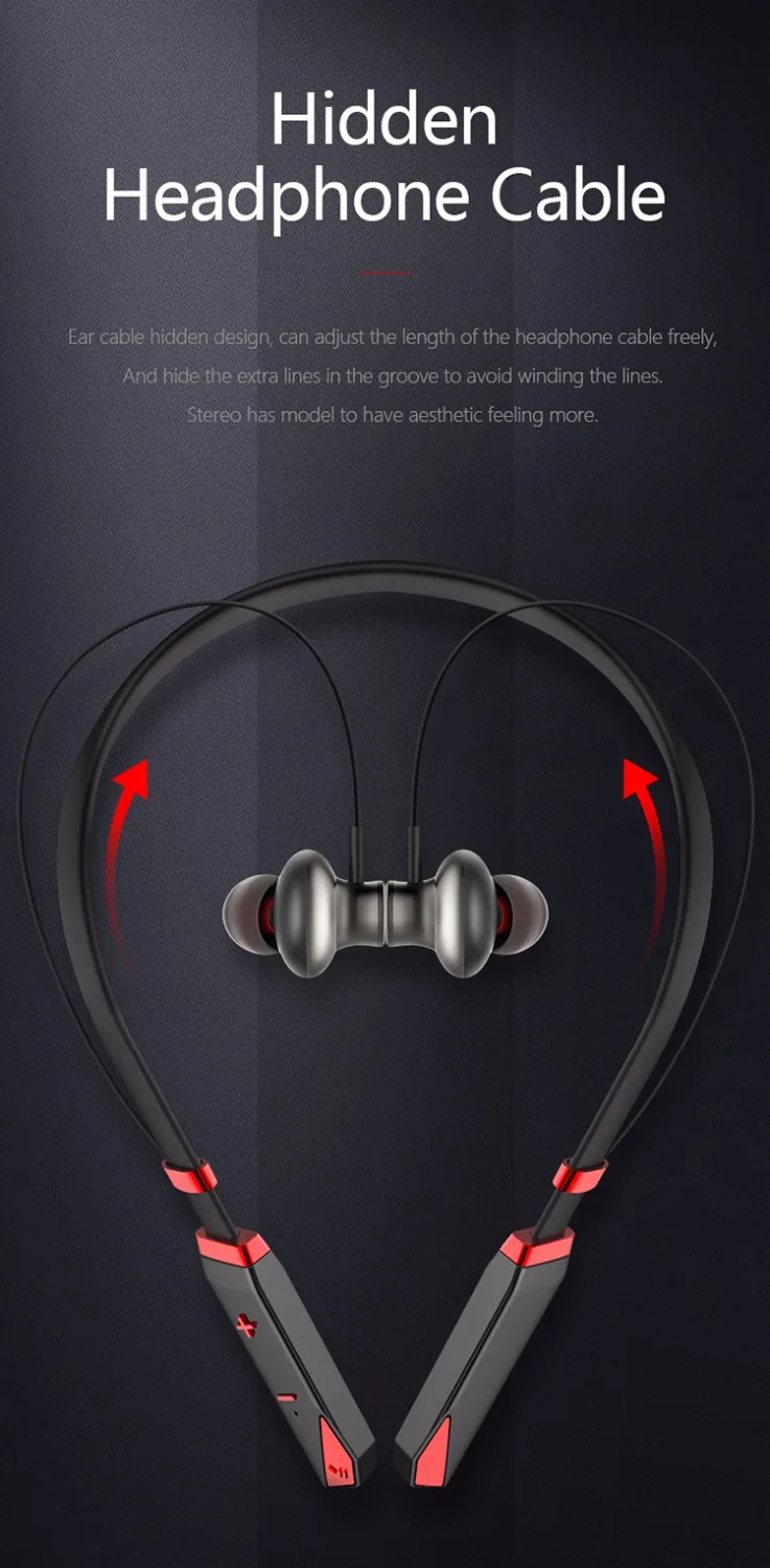 Новые Bluetooth наушники с шейным ремешком беспроводные стерео Спортивные
