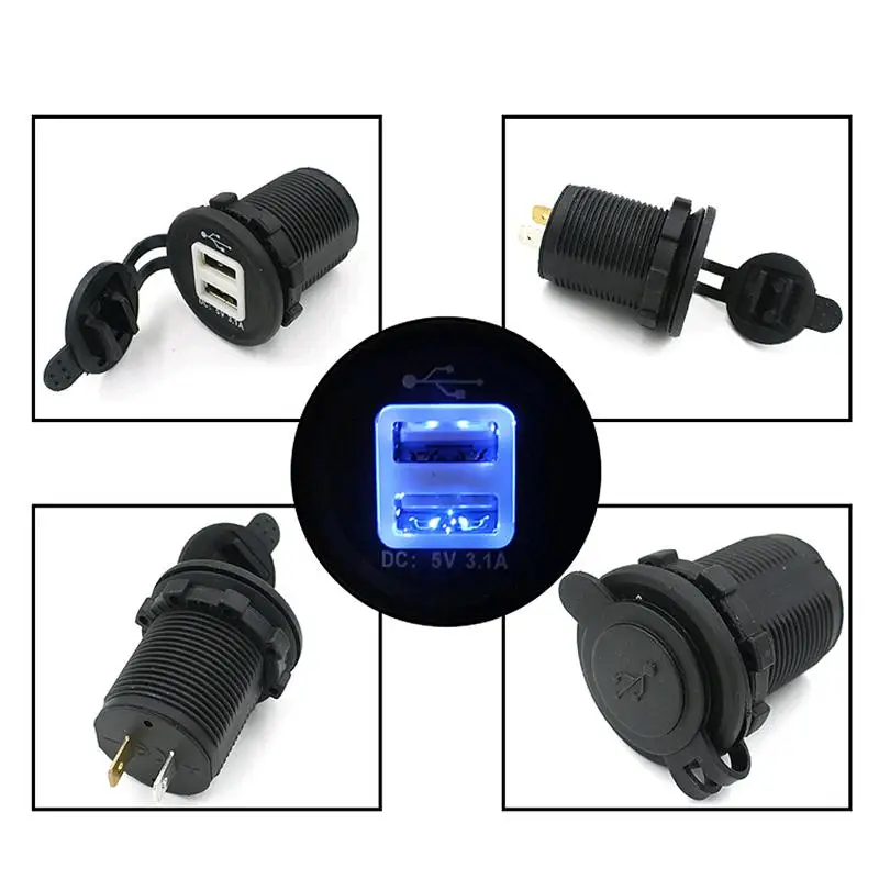 Автомобильное зарядное устройство от прикуривателя espada acu5 dc 12 24v 2xusb 5v 2100ma