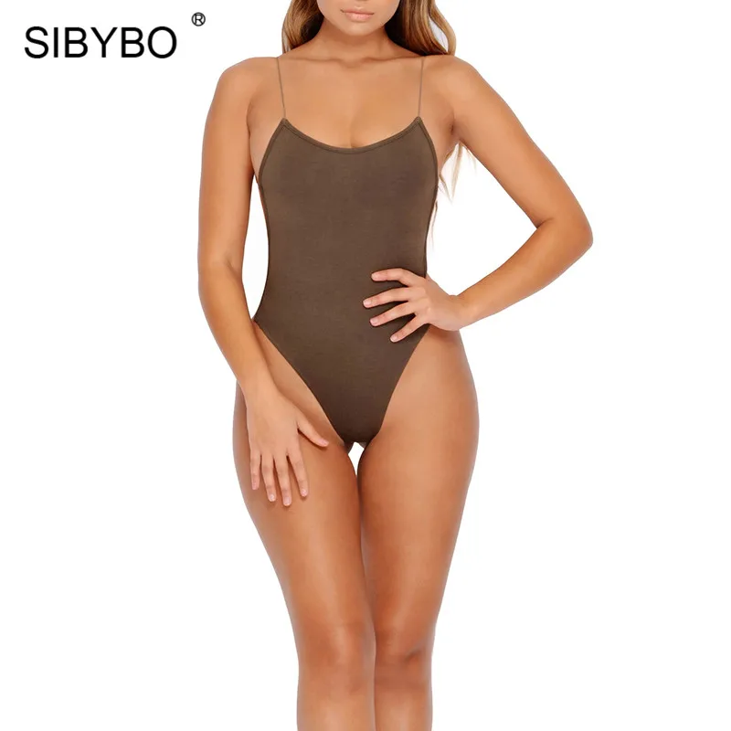 As Shown Sibybo с открытыми плечами повязки сексуальный боди Для женщин топ на бретельках с открытой спиной узкие Для женщин комбинезон летний пляжный спортивный костюм, комбинезон - Цвет: As Shown