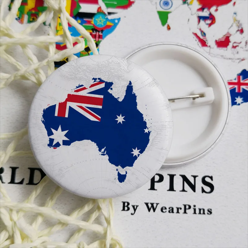 Австралийский Флаг Карта Олово Кнопки булавки ЛГБТ гей радуга фестиваль Прайд