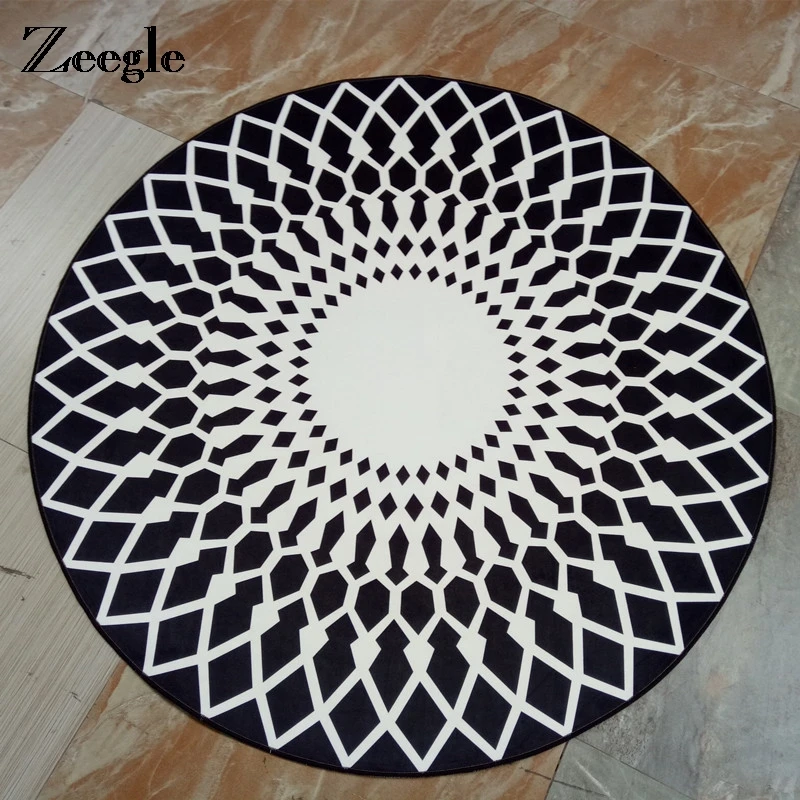 

Zeegle European Classical Painting Round Carpet For Living Room Kids Room Mat Welcome Doormat Anti-Slip Computer Chair Area Rug