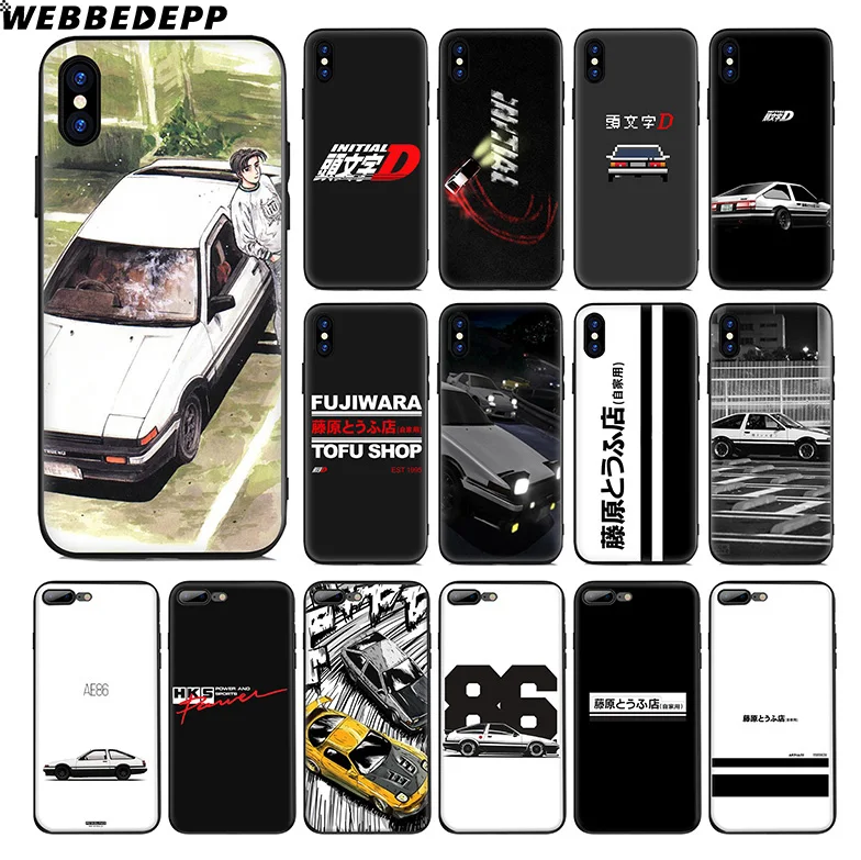 WEBBEDEPP INITIAL D AE86 Soft Silicone Case for Apple iPhone 11 Pro Xr Xs Max X or 10 8 7 6 6S Plus 5 5S SE TPU |
