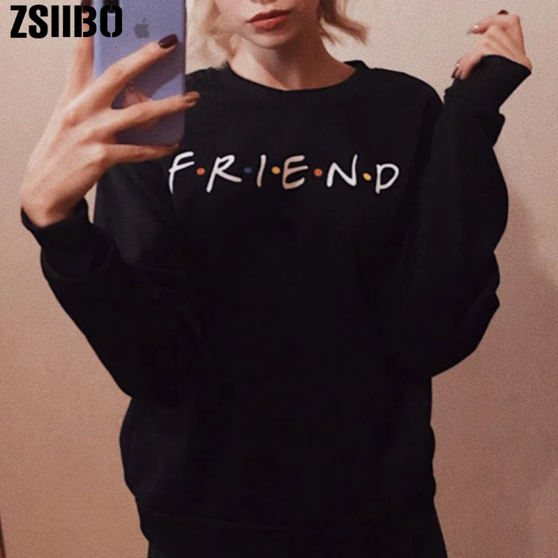 Женское теплое пальто с капюшоном и принтом Best friend простая трикотажная рубашка в