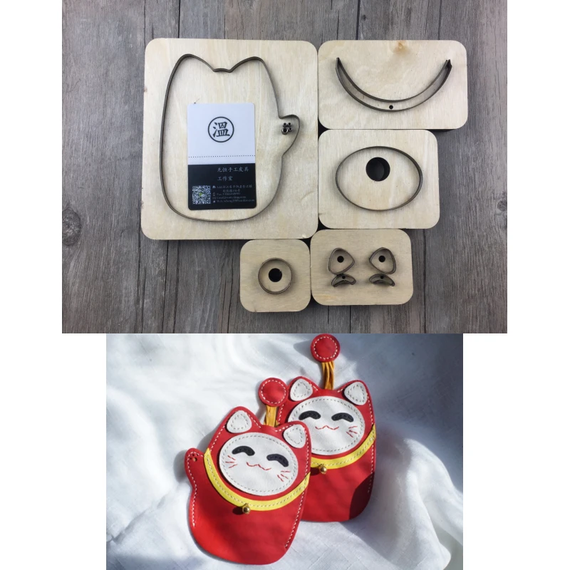 Японский стальной клинок 5 шт./компл. Фортуна кошка брелок DIY кожаный шаблон