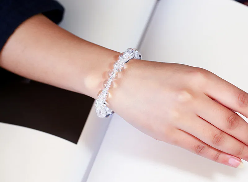 Natural White Crystal Stone Beaded Bracelets Women Men 6-14 mm Charm Brcelet DIY Accessories Gift Droship | Украшения и