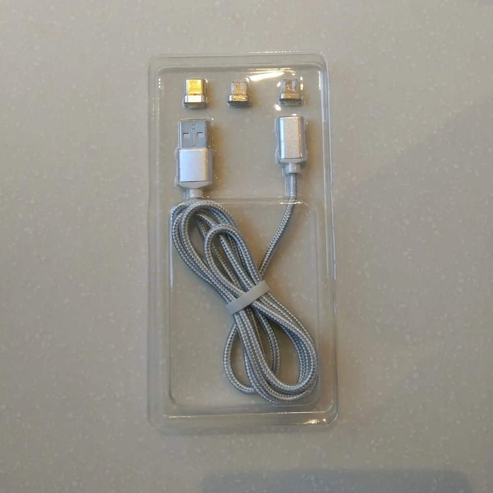 Высококачественный Магнитный кабель 3 в 1 Micro USB + 8 Pin Type C для смартфонов Apple iOS или